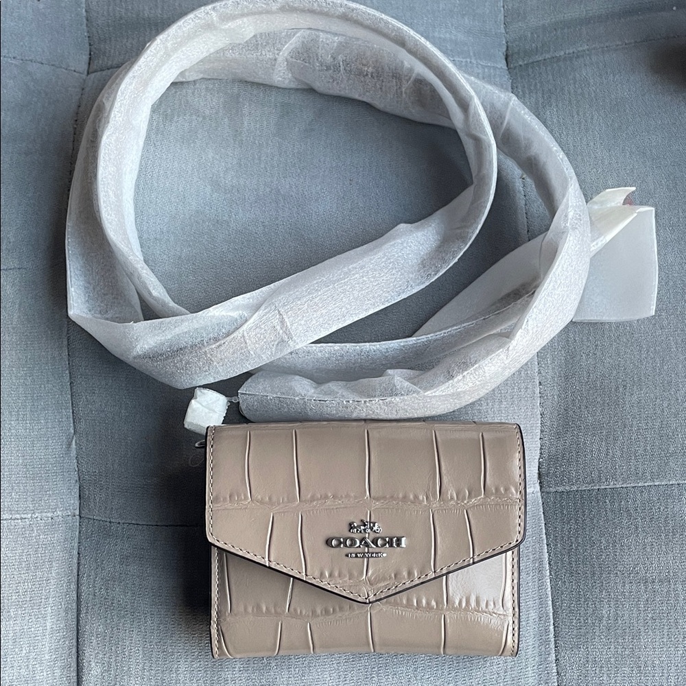 Coach Taupe Croc-Embossed crossbody Wallet